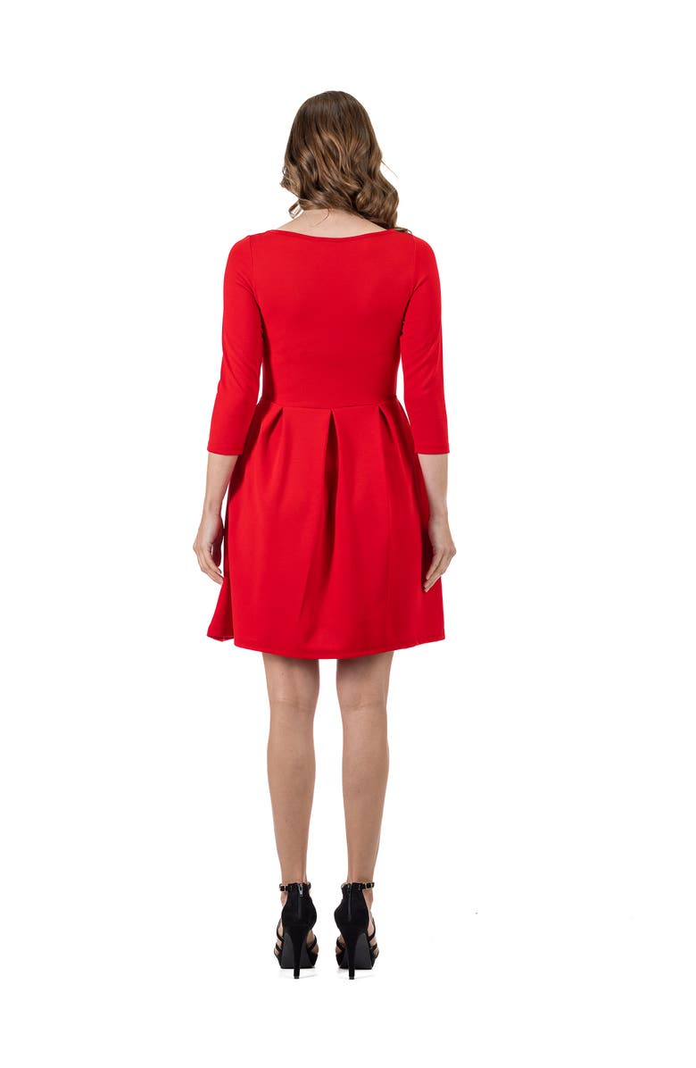 24seven Comfort Apparel Perfect Fit and Flare Pocket Dress, Alternate, color, Red
