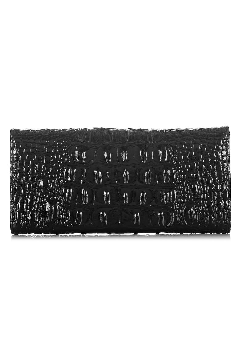 Veronica Melbourne Croc Embossed Leather Envelope Wallet, Alternate, color, BLACK PEBBLED