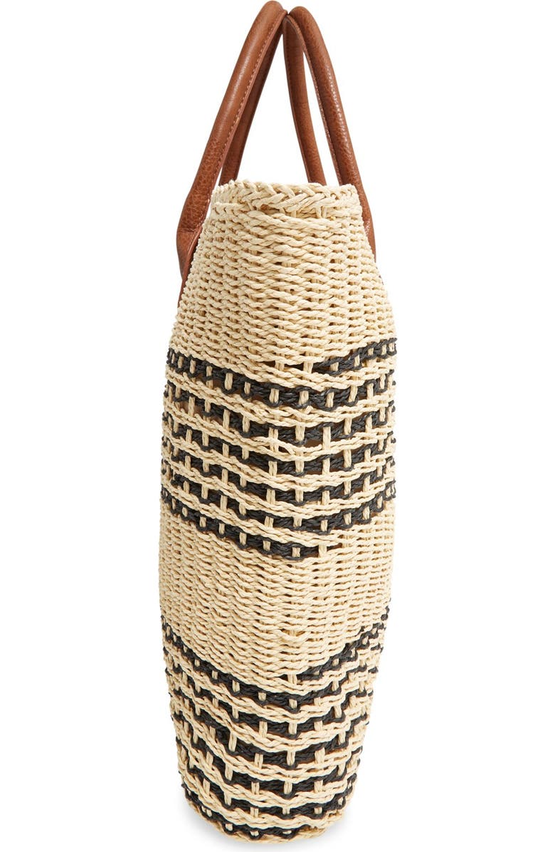 San Diego Hat Stripe Straw Tote, Alternate, color,