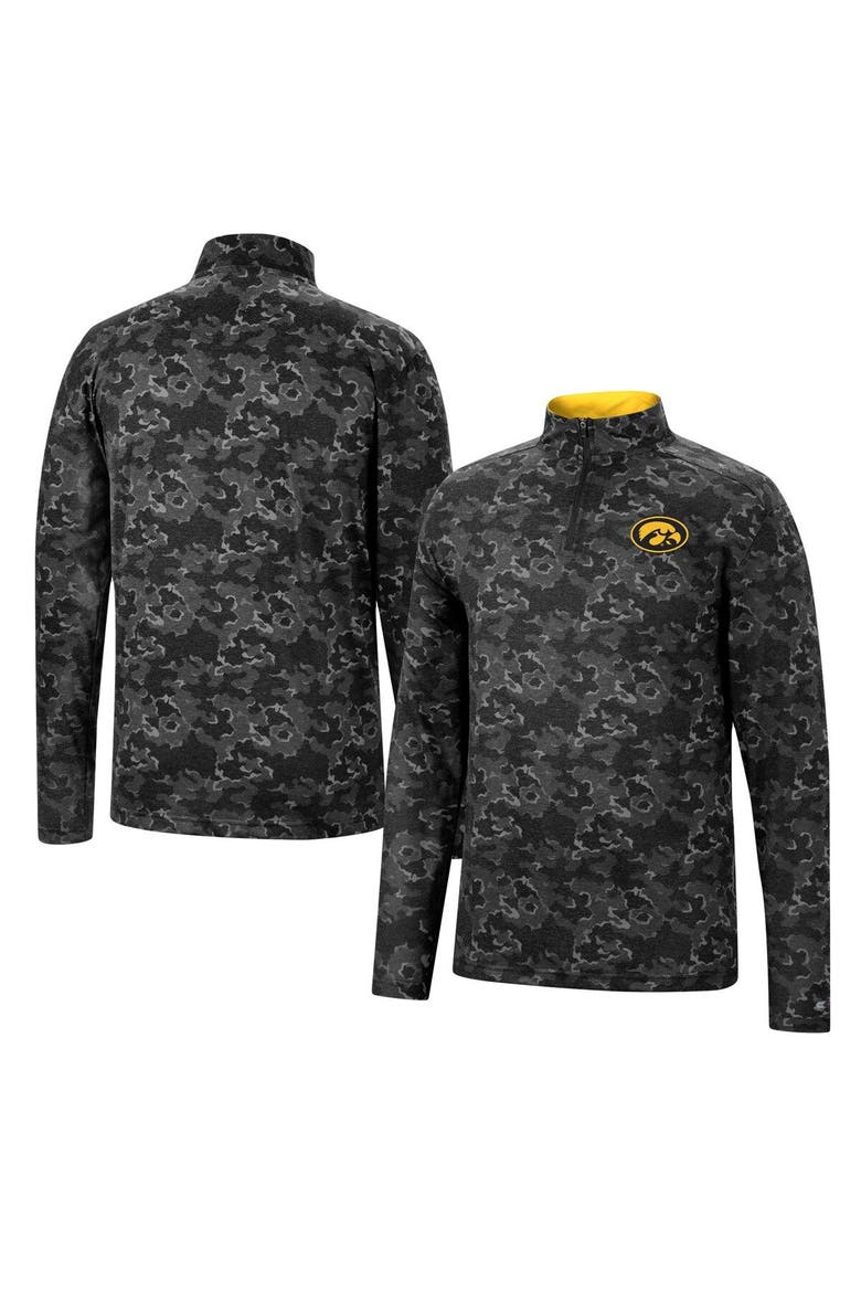 Men's Colosseum Black Iowa Hawkeyes Tivo Quarter-Zip Jacket, Main, color, Black