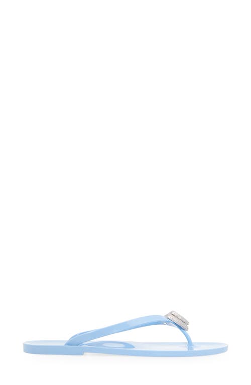 Mach&mach Blue Double Heart Flip-flops In Sky Blue