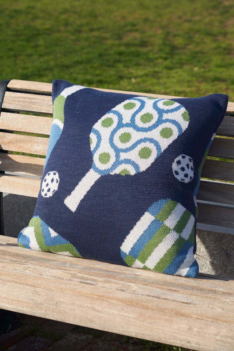 Pickle Ball Knitted Accent Throw Pillow 20" x 20", Alternate, color, Green