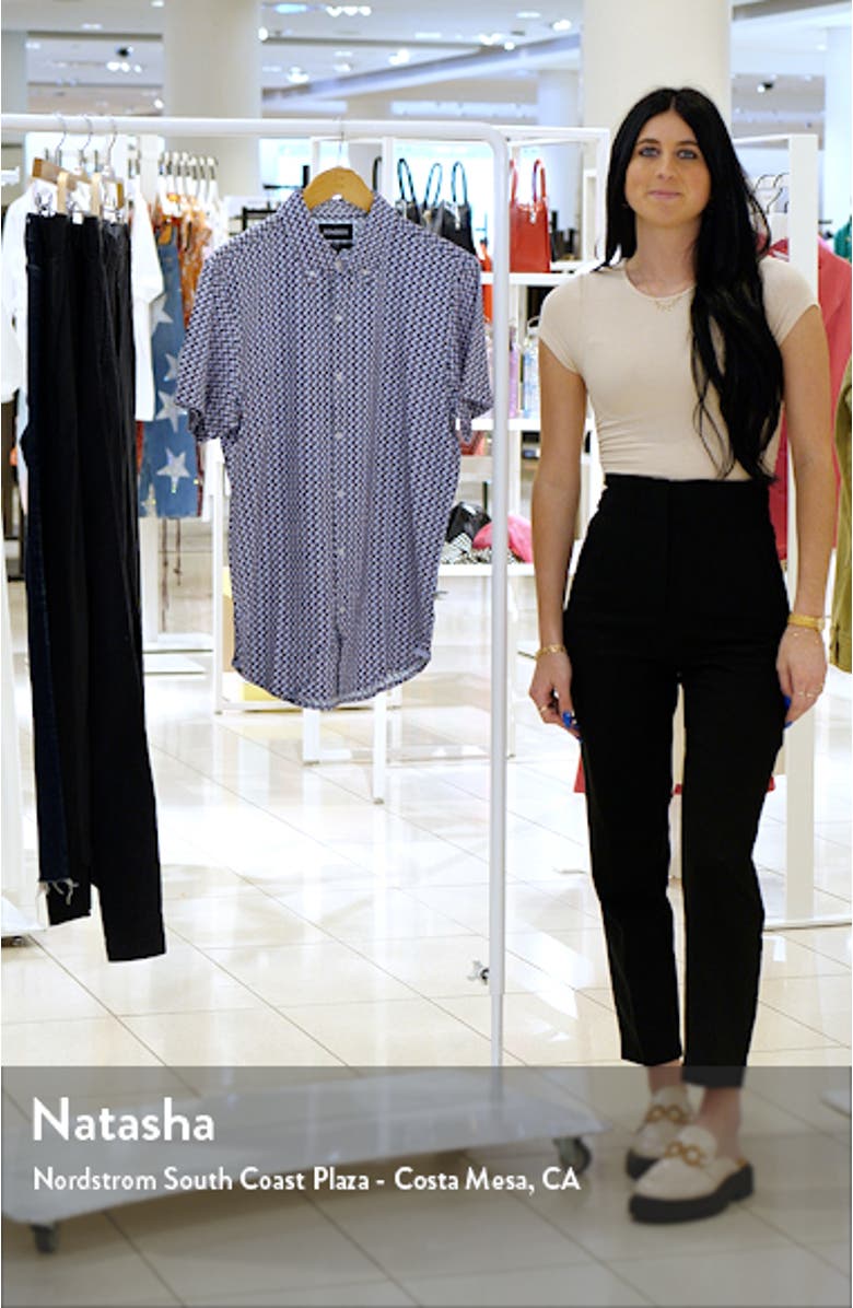 Riviera Slim Fit Geo Print Jersey Short Sleeve Button-Down Shirt, sales video thumbnail