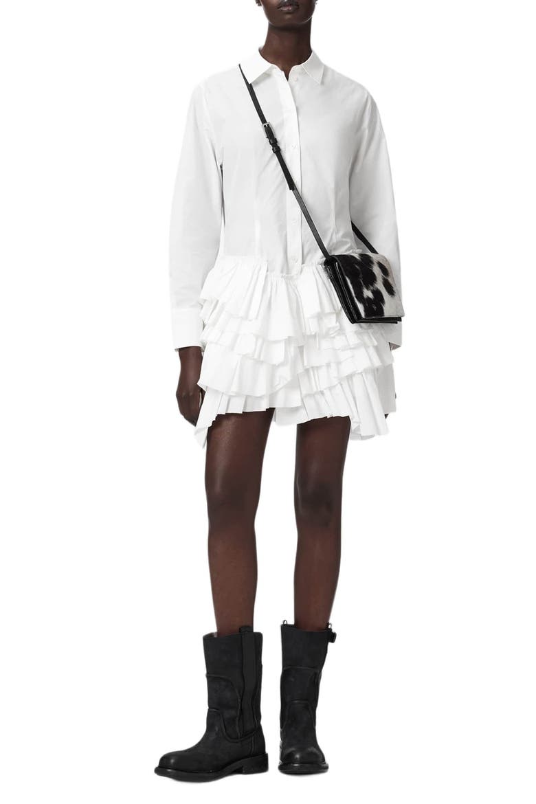 Kristi Cotton Ruffle Shirtdress, Alternate, color, OPTIC WHITE