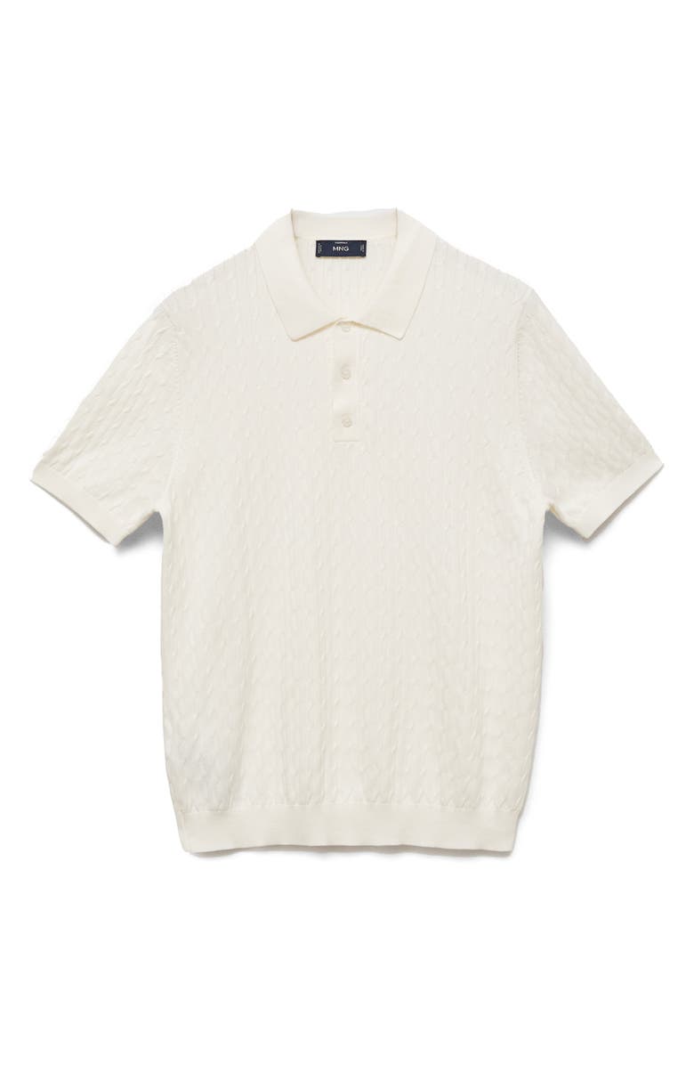 MANGO Cable Knit Cotton Polo, Alternate, color, 