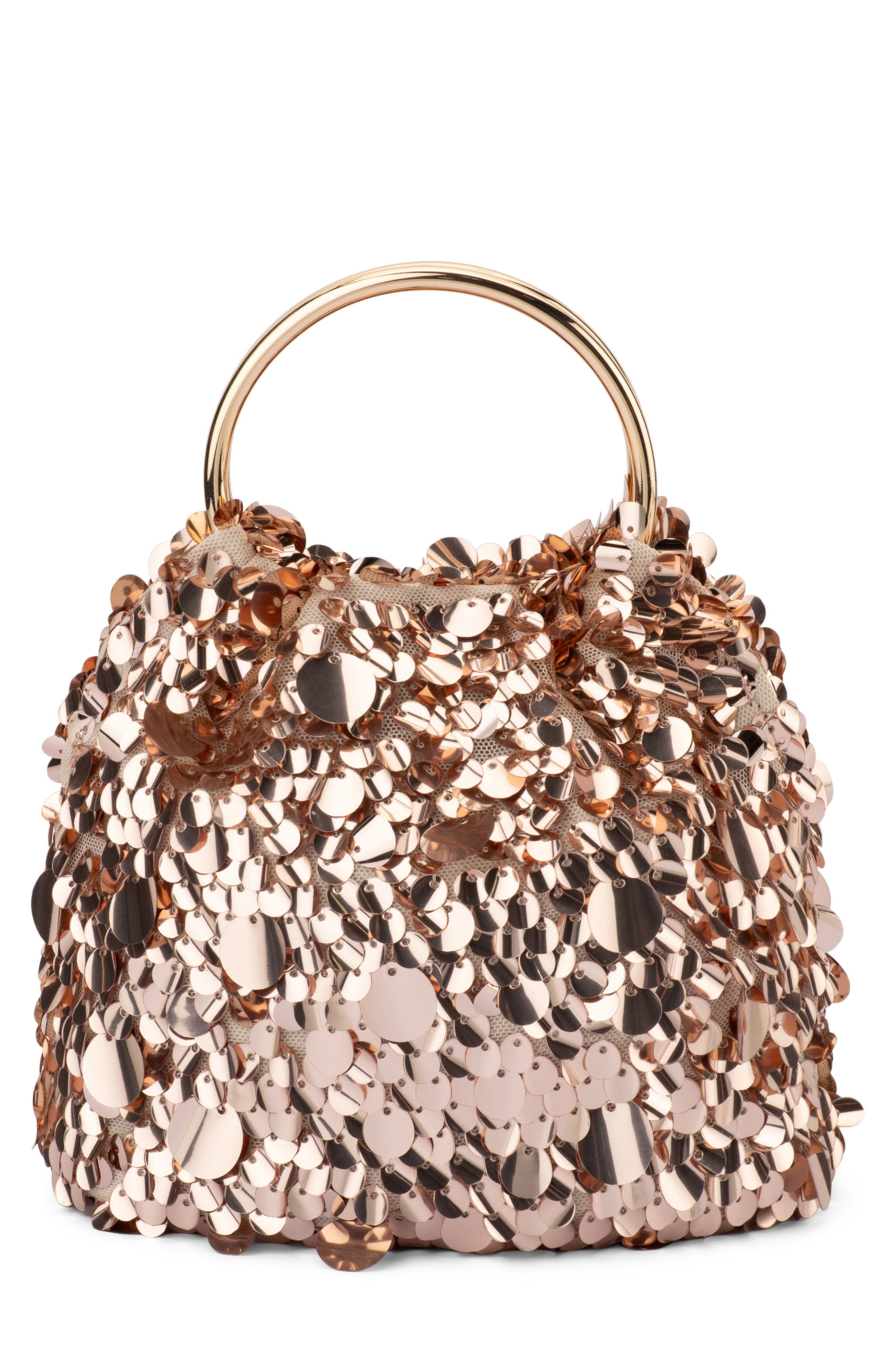 Olga Berg Vera Sequin Top Handle Bag, Main, color, Blush