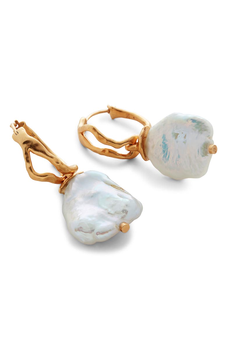 Monica Vinader Large Keshi Pearl Hoop Earrings, Alternate, color, Gp