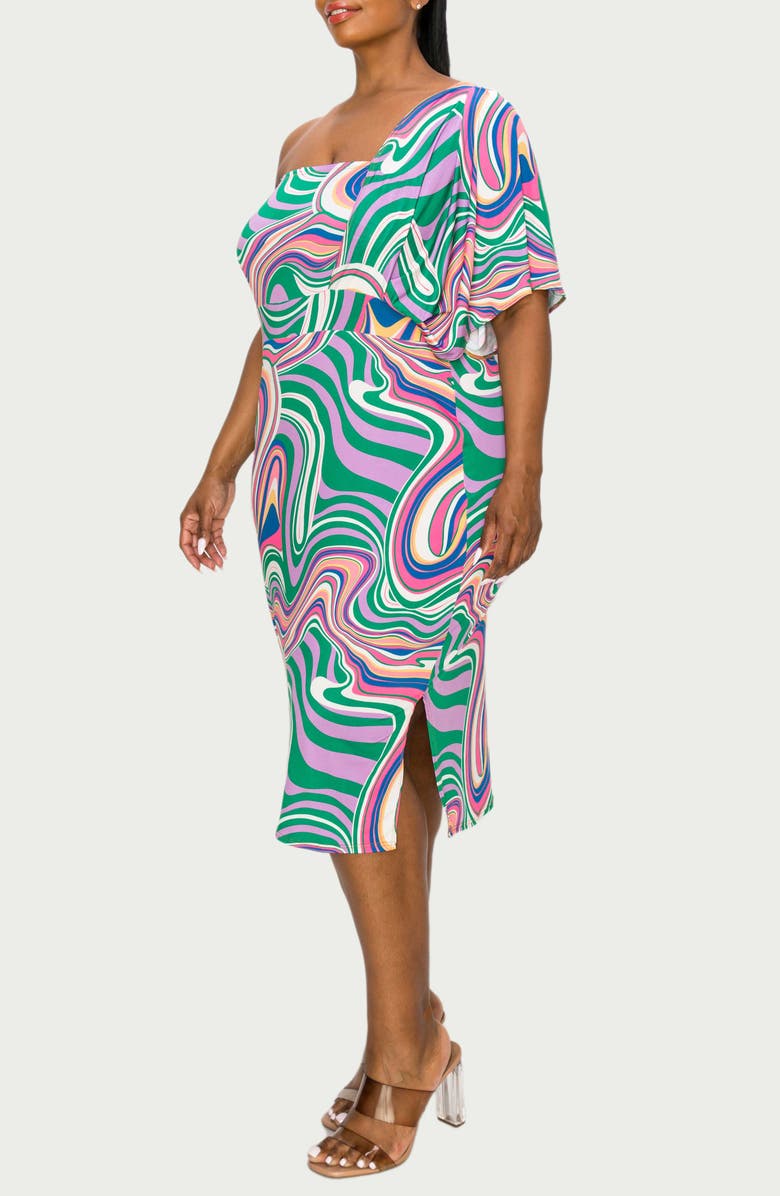 L I V D Wanda Print One-Shoulder Dress, Alternate, color, Purple