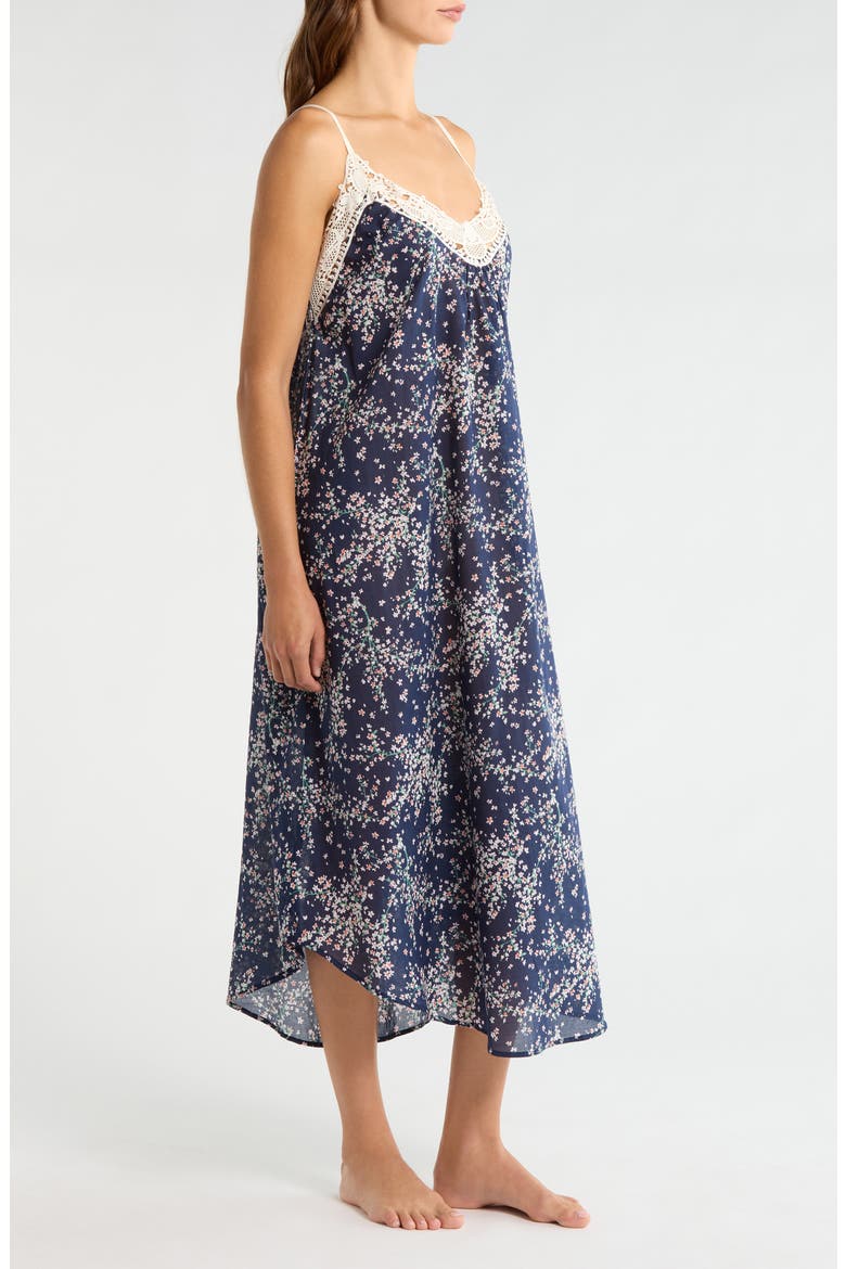 Cheri Blossom Cotton Voile Nightgown, Alternate, color, NAVY