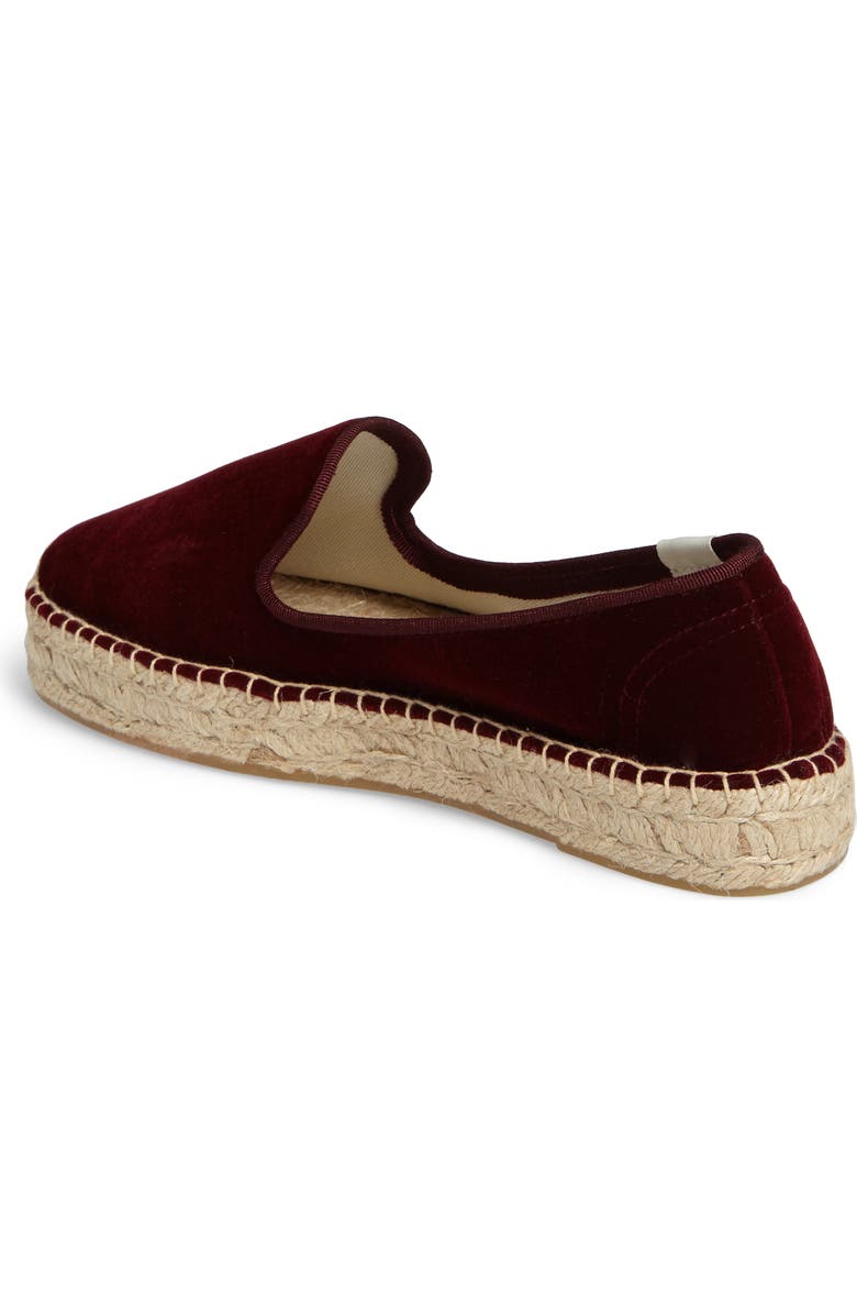 Soludos Velvet Smoking Slipper Espadrille, Alternate, color,