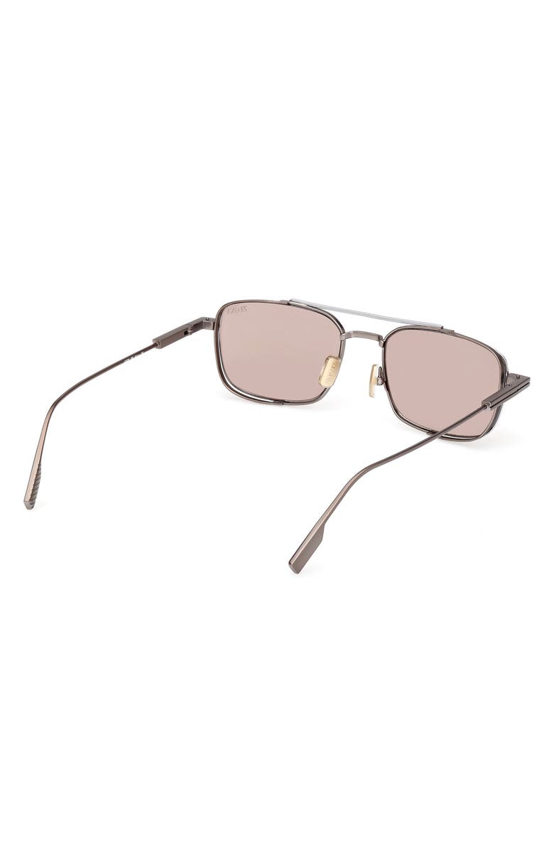 ZEGNA 54mm Rectangular Sunglasses, Alternate, color, Aniline / Palladium / Brown