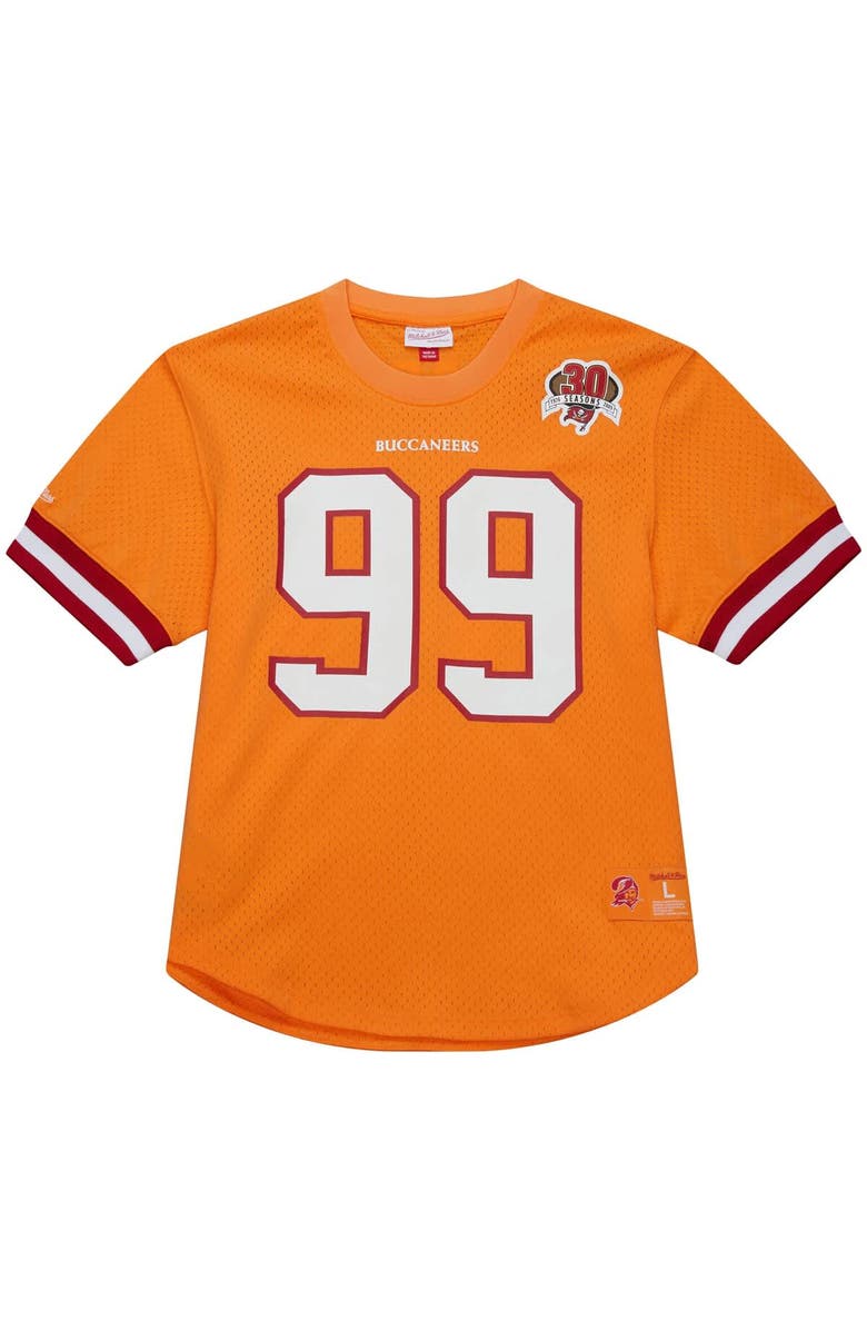 Mitchell & Ness Men's Mitchell & Ness Warren Sapp Orange Tampa Bay Buccaneers Retired Player Name & Number Mesh Top, Alternate, color, Orange