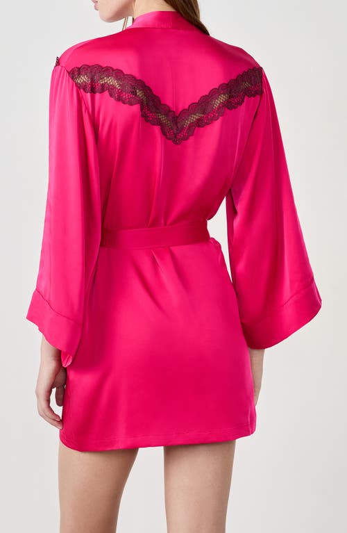 Etam Attitude Deshabille Lace Trim Satin Robe In Pink