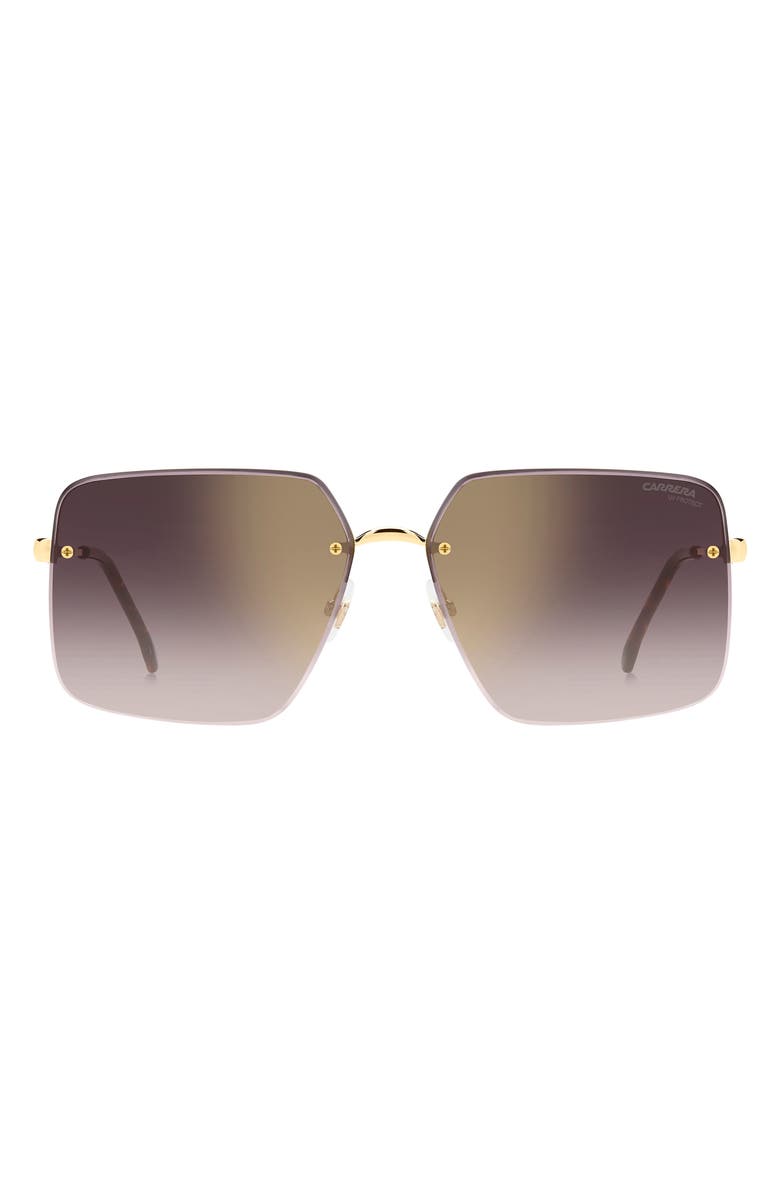 Carrera Eyewear 61mm Rimless Rectangular Sunglasses, Alternate, color, Gold/ Gold Havana