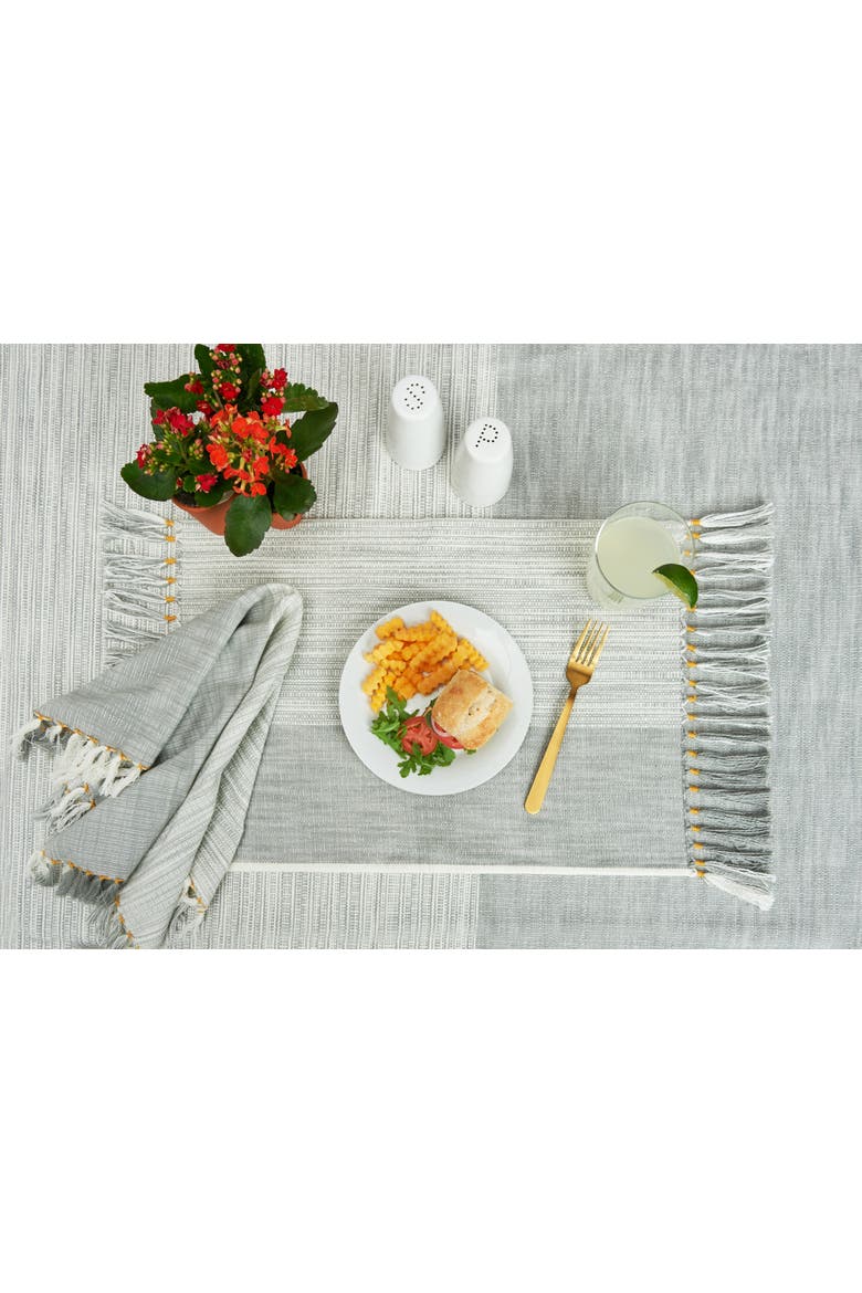 Kerbey Boulder Tasseled Placemats Set of 4 For Dining, 13" x 19", Alternate, color, Blue