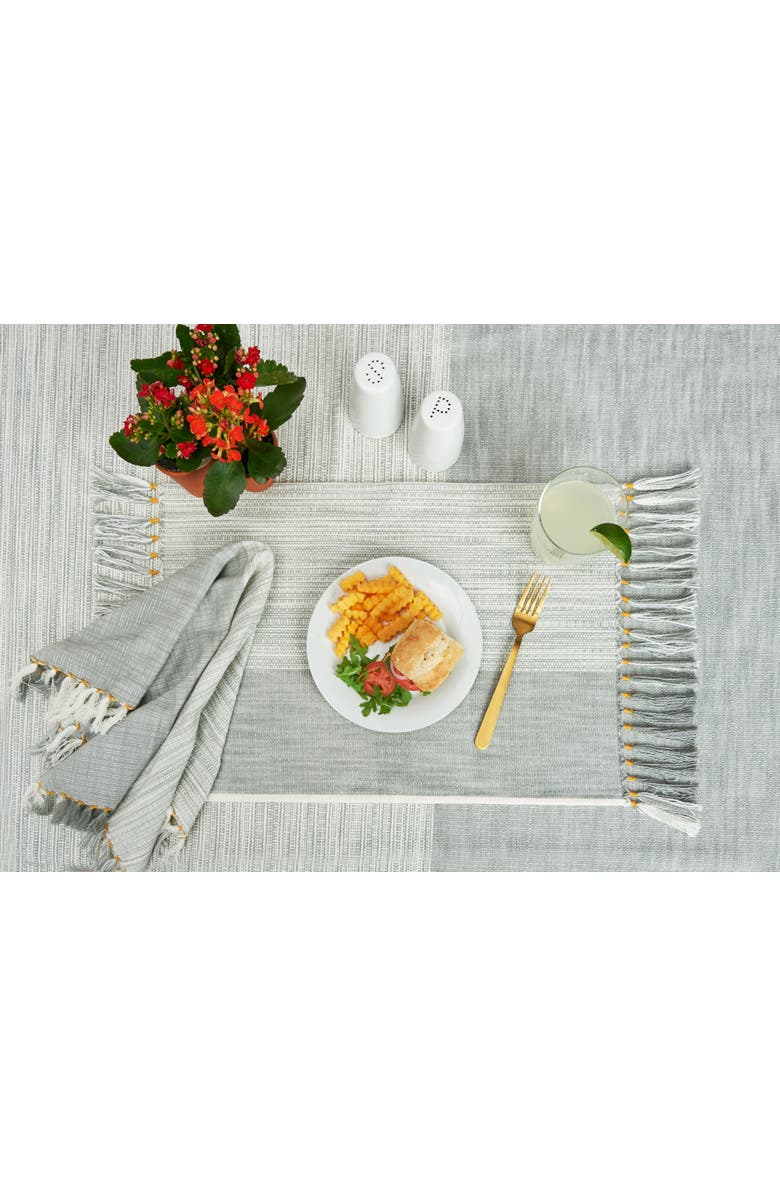 carol & frank Kerbey Boulder Tasseled Placemats Set of 4 For Dining, 13" x 19", Alternate, color, Blue