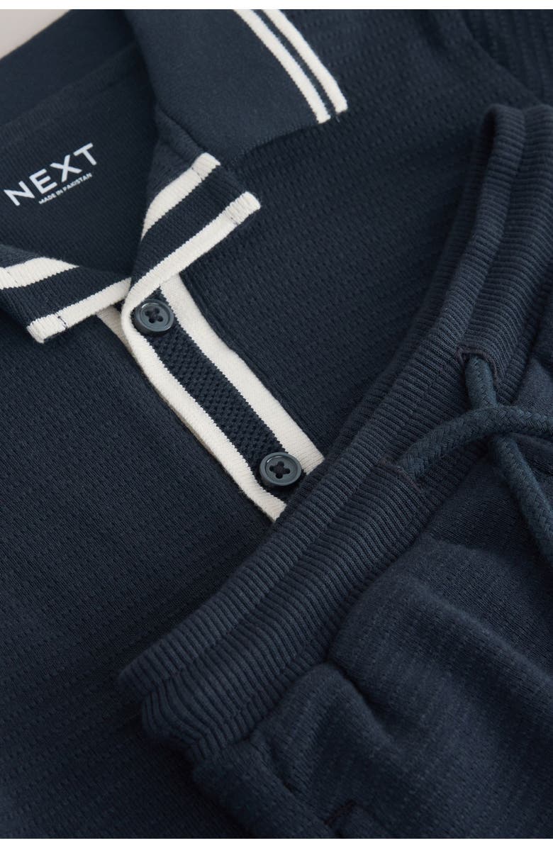 NEXT Kids' Cotton Knit Button-Up Shirt & Shorts Set, Alternate, color, Blue