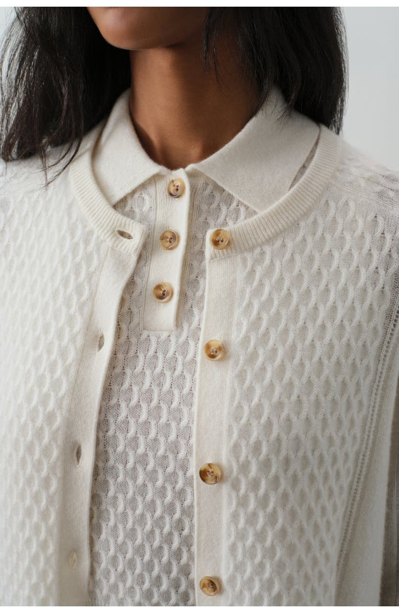NAKED CASHMERE Beatrice Cashmere Cableknit Cardigan, Alternate, color, Ecru