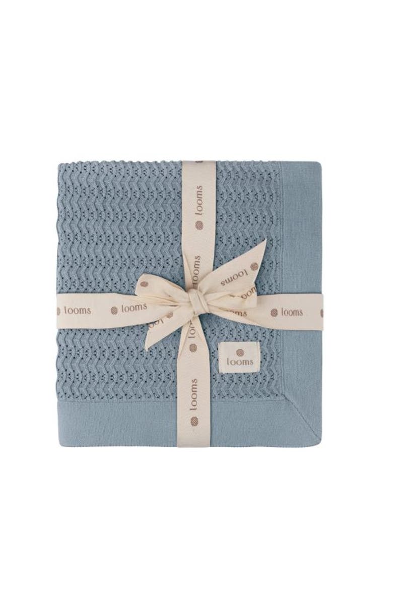 Looms Wave Collection - Knit Pointelle Blanket, Alternate, color, Blue