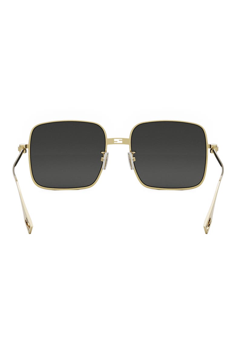 'Fendi Baguette 55mm Geometric Sunglasses, Alternate, color, SHINY ENDURA GOLD / SMOKE