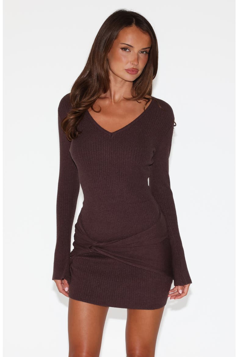 Renner Long Sleeve Sweater Minidress & Scarf Set, Alternate, color, CHOCOLATE BROWN