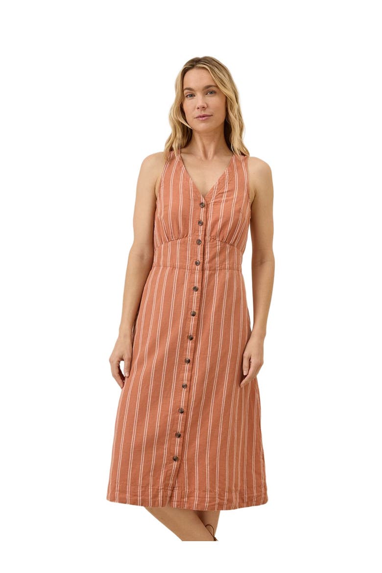 Canopy Linen Blend Button-Front Dress Made with Organic Cotton, Alternate, color, Hermosa Stripe