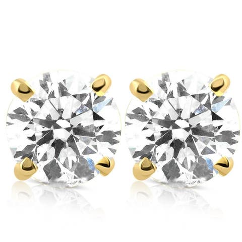 1/3 - 2 Ct TDW Diamond Screw Back Studs in 14k Gold Women's Earrings Lab Grown