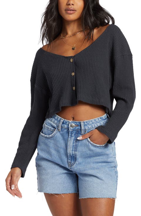 Easy As Rib Long Sleeve Crop Top