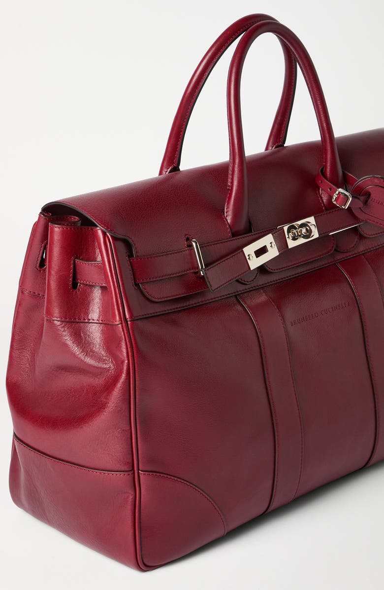 Brunello Cucinelli Calfskin country bag, Alternate, color, Terracotta
