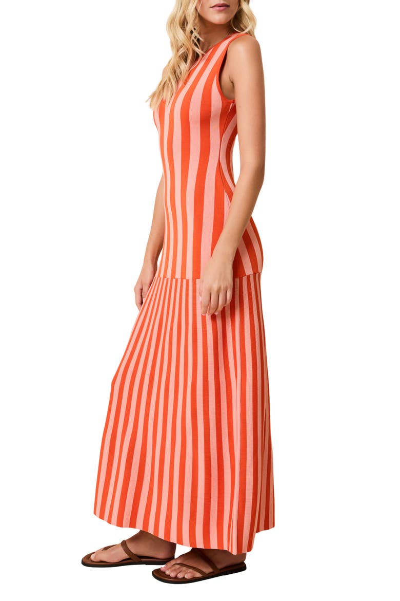 The Lucerne Mixed Stripe Knit Dress, Alternate, color, PEACHYKEEN / RUST