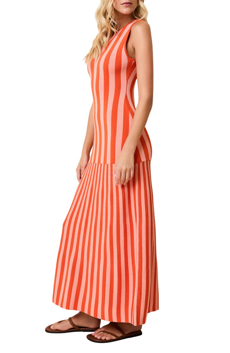 Solid & Striped The Lucerne Mixed Stripe Knit Dress, Alternate, color, Peachykeen / Rust