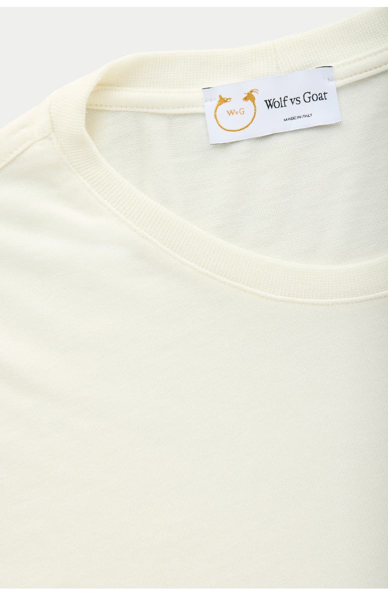 Wolf Vs. Goat (WvG) Light Weight viscose Sorona Short Sleeve Crew Neck T-Shirt, Alternate, color, Milk Frost