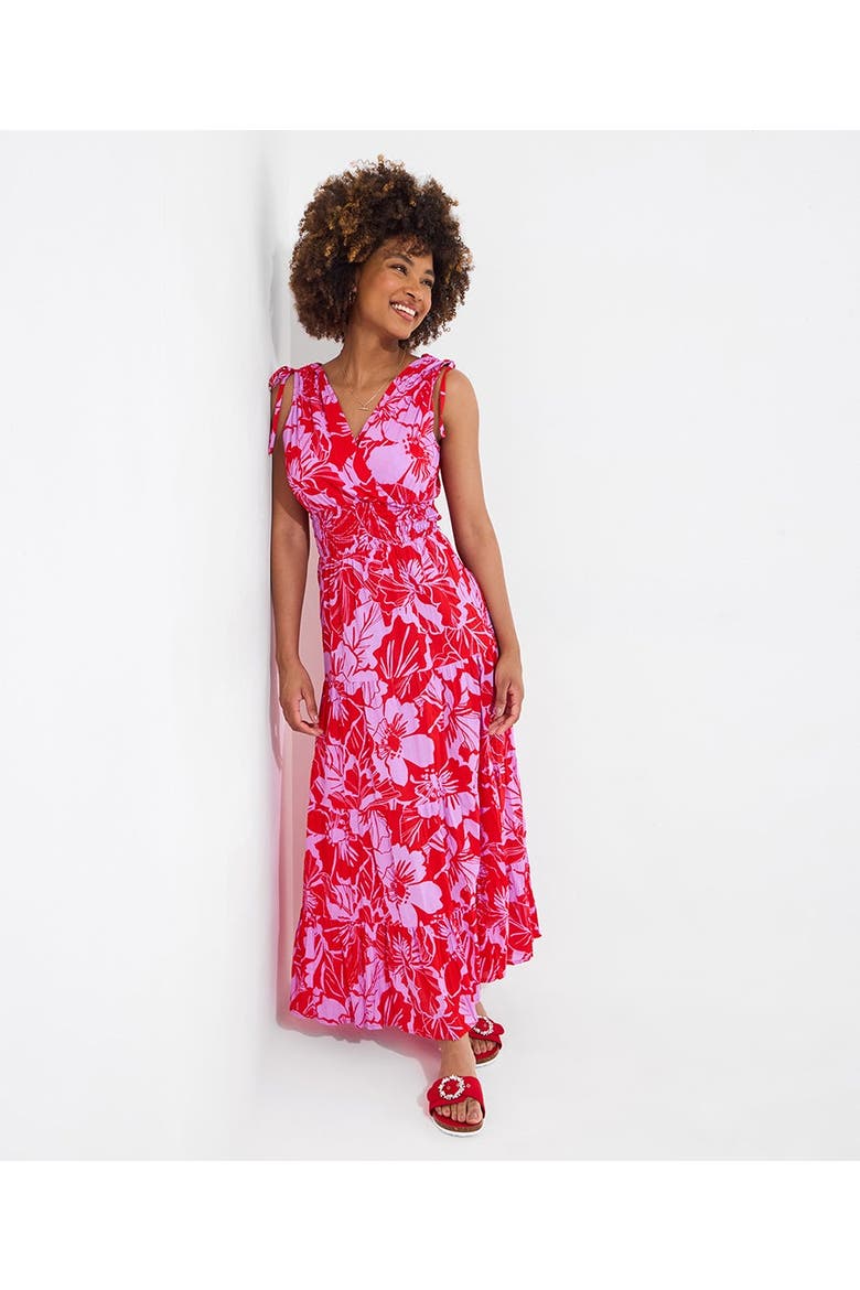 Summer Faux Wrap Maxi Dress, Main, color, TROPICAL HIBISCUS LEAVES