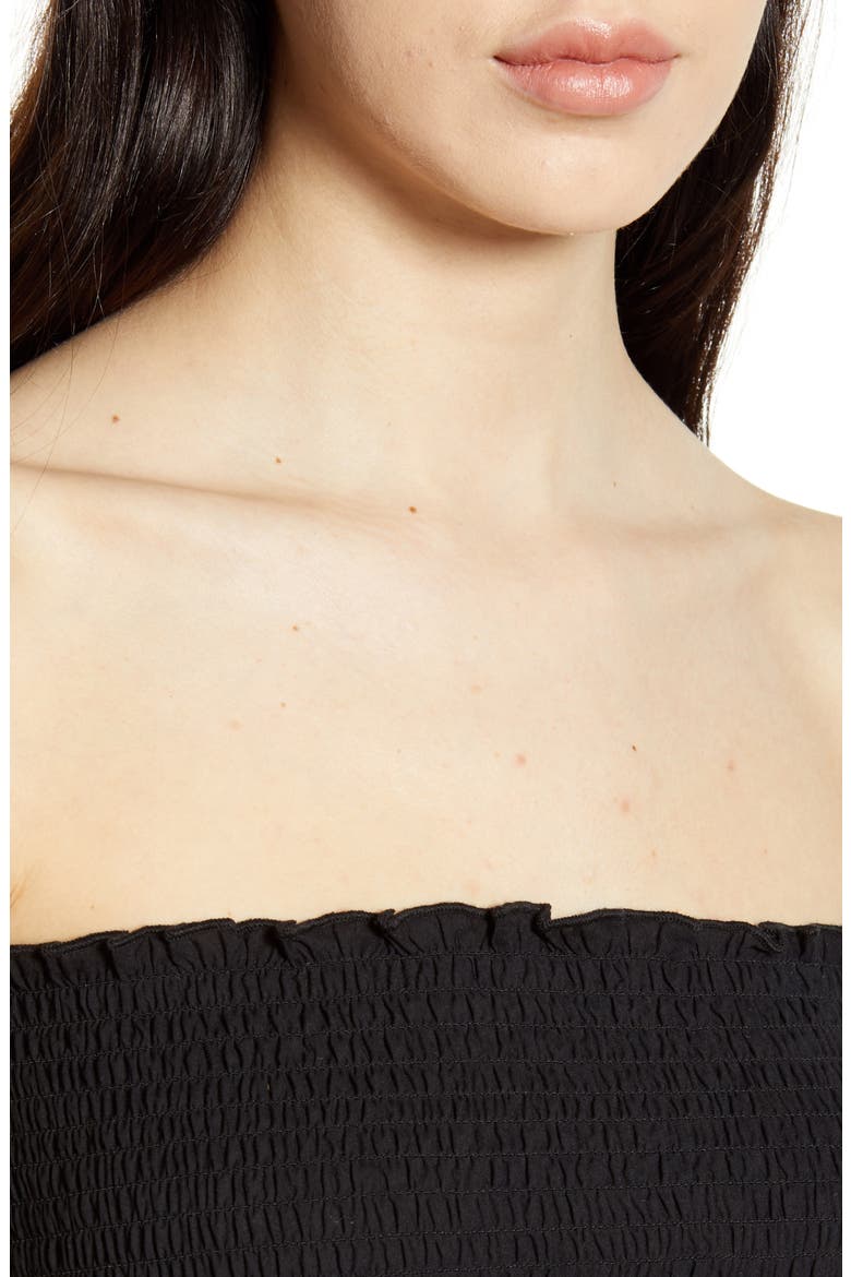 Sunny Smocked Bandeau Top, Alternate, color, BLACK