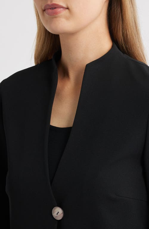 Ming Wang Deco Crepe Flare Sleeve Utility Jacket In Black