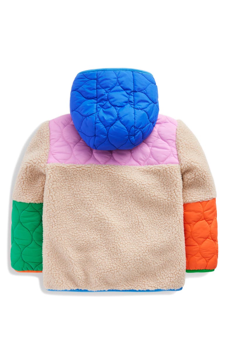 Mini Boden Kids' Quilted & Borg Fleece Hooded Jacket, Alternate, color, 
