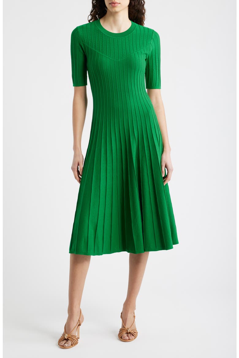 The Wanda Fit & Flare Sweater Dress, Main, color, GREEN LARK