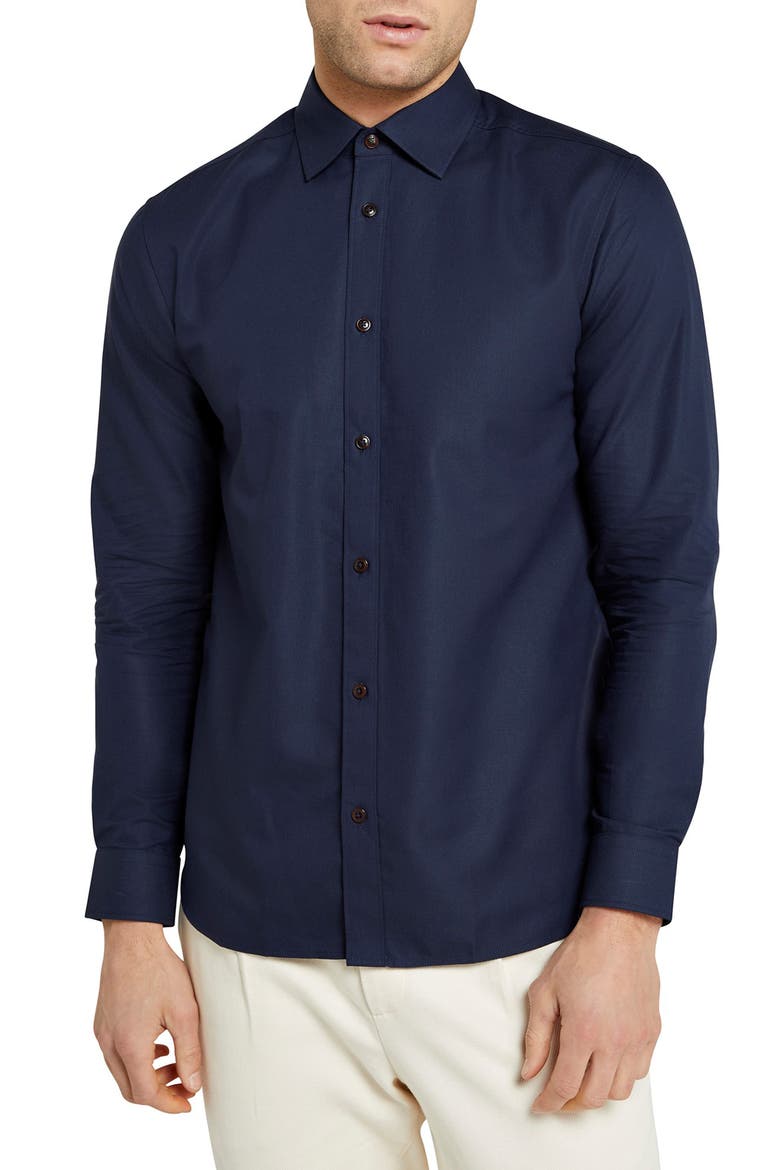 Solurr Oxford Button-Up Shirt, Main, color, NAVY