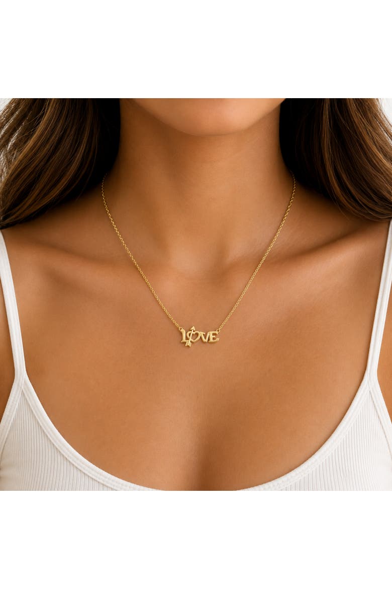 Gold-Tone Arrow Love Necklace, Alternate, color, Gold