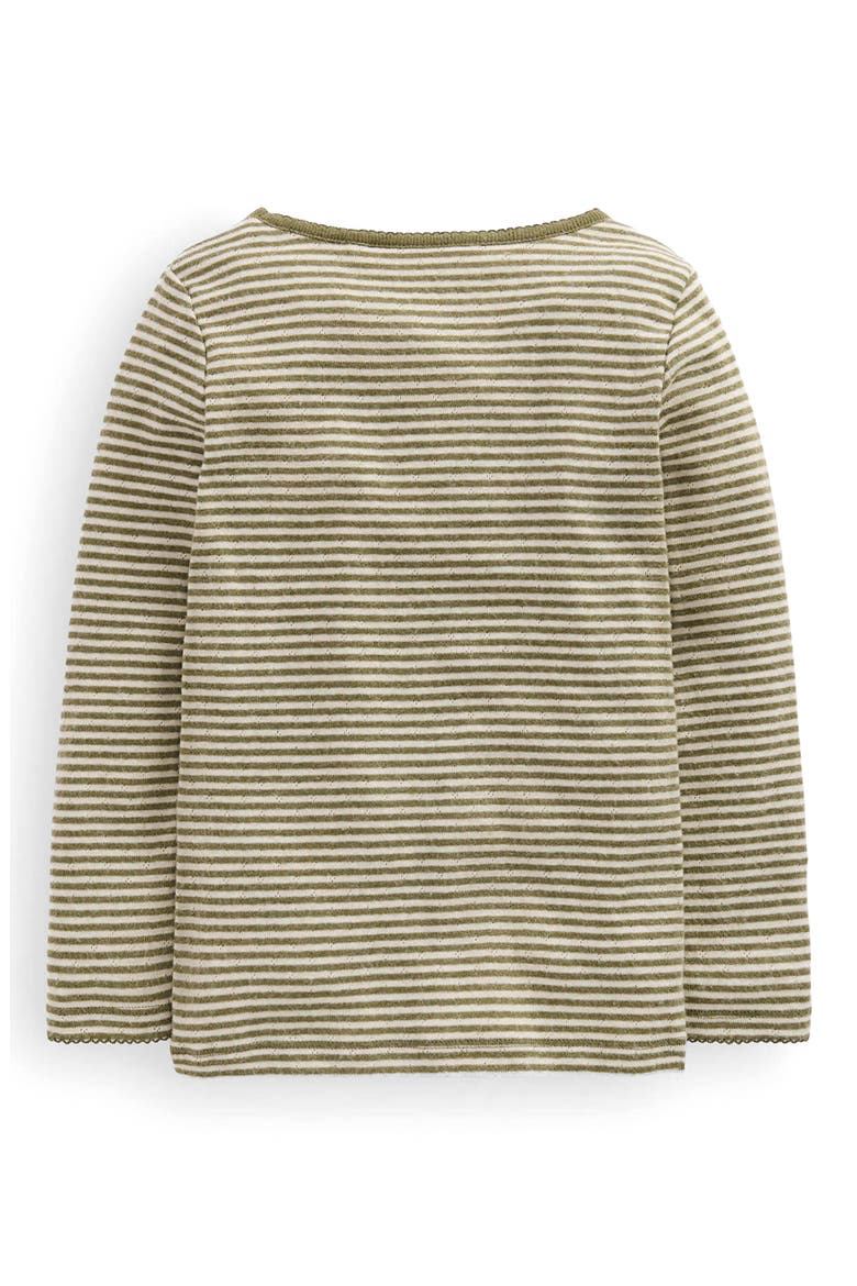 Kids' Striped Long Sleeve Pointelle Tee, Alternate, color, GREEN STRIPE