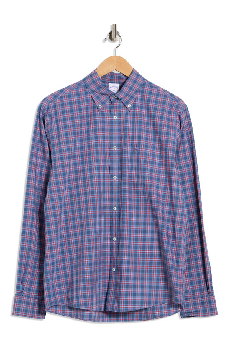Sport Fit Plaid Button-Down Shirt, Alternate, color, DARK BLUE