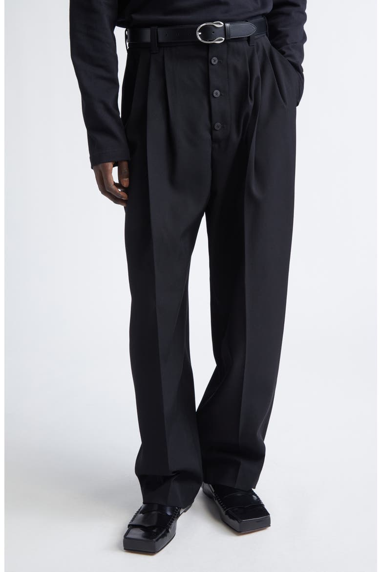 Le Pantalon Fernando Pleated Wool Pants, Main, color, BLACK
