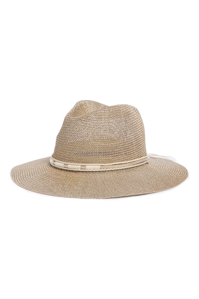 Sparkle Trim Panama Hat, Main, color, GOLD