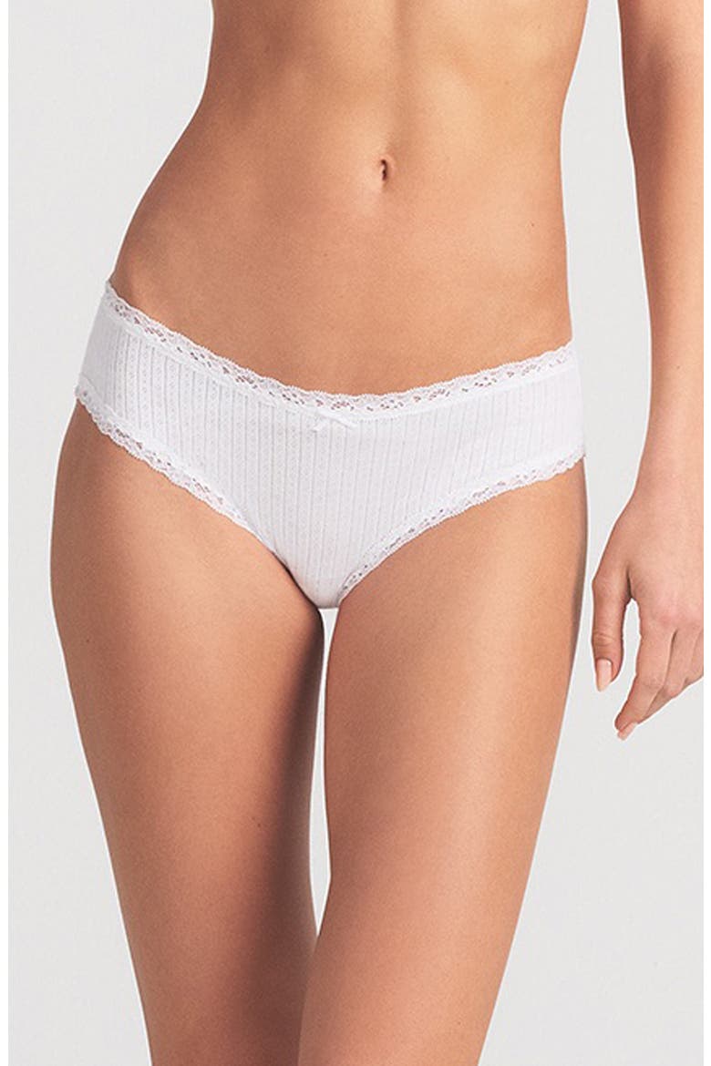 Lightweight Stretch Cotton Pointelle Briefs, Main, color, SNOW