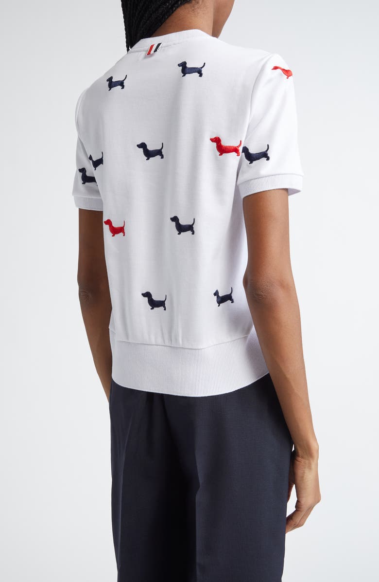 Thom Browne Hector Embroidered Cotton Sweater, Alternate, color, 
