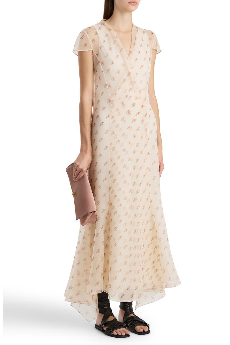 Meera Floral Silk Organza Dress, Alternate, color, SOFT PINK