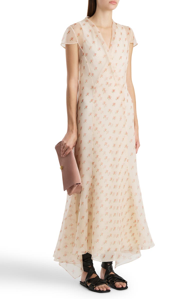 Khaite Meera Floral Silk Organza Dress, Alternate, color, Soft Pink