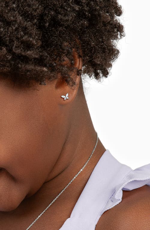 Tiny Blessings 14k Gold Tiny Marquise Butterfly Studs Screw Back Earrings In Silver