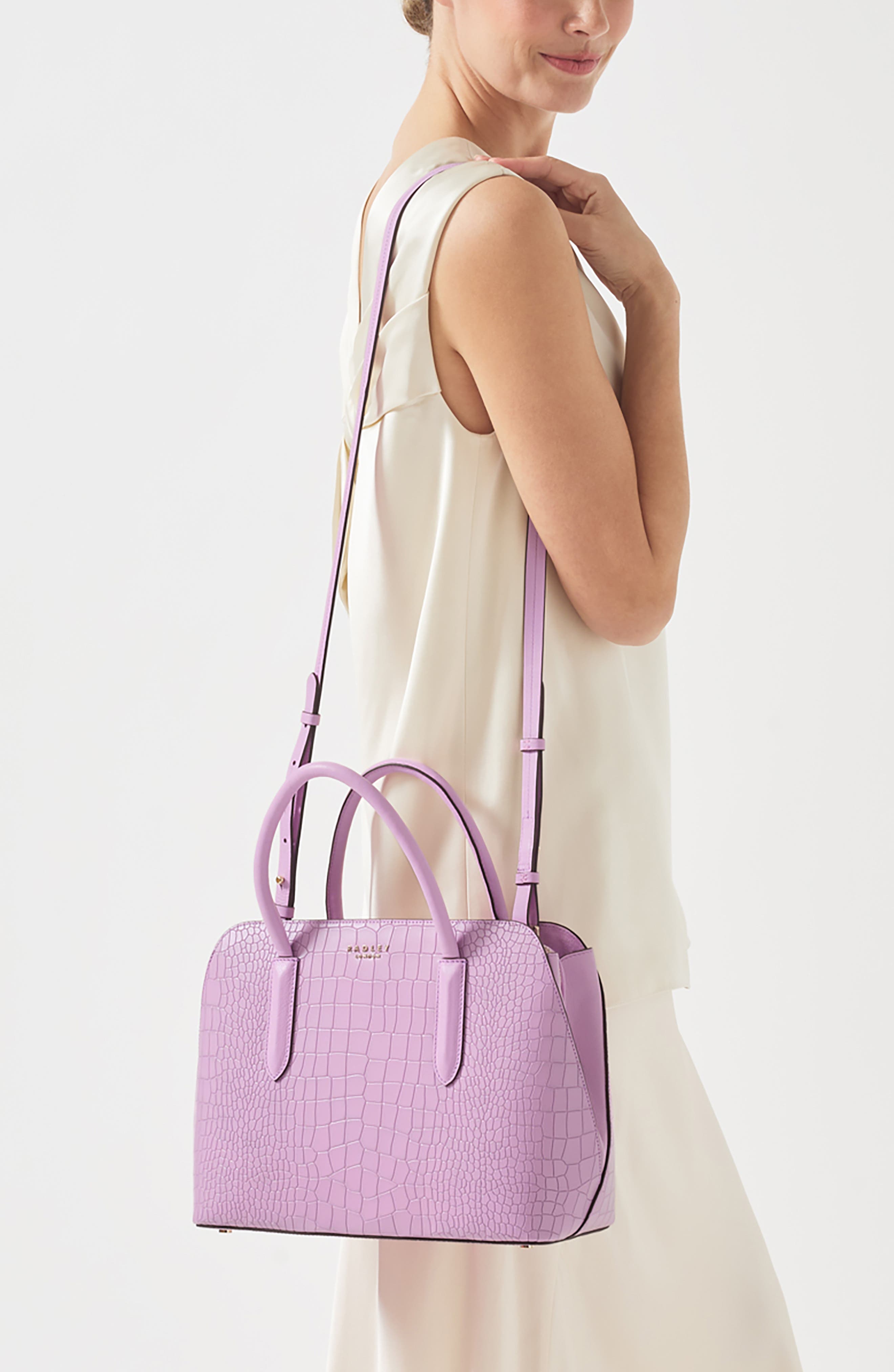 Radley Liverpool Street 2.0 Medium Croc Embossed Crossbody Bag, Alternate, color, Sugar Pink