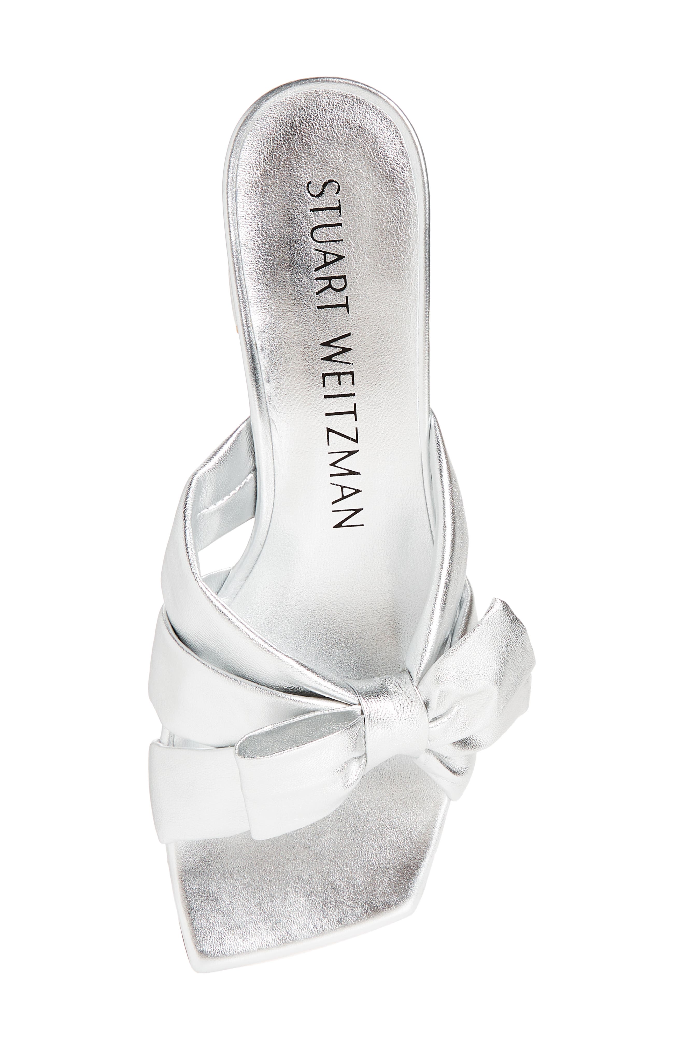 Stuart Weitzman Sofia Bow Sandal, Alternate, color, Silver M